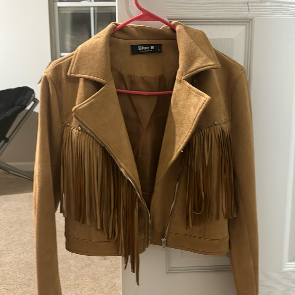 Boutique Fax suede brown fringe jacket